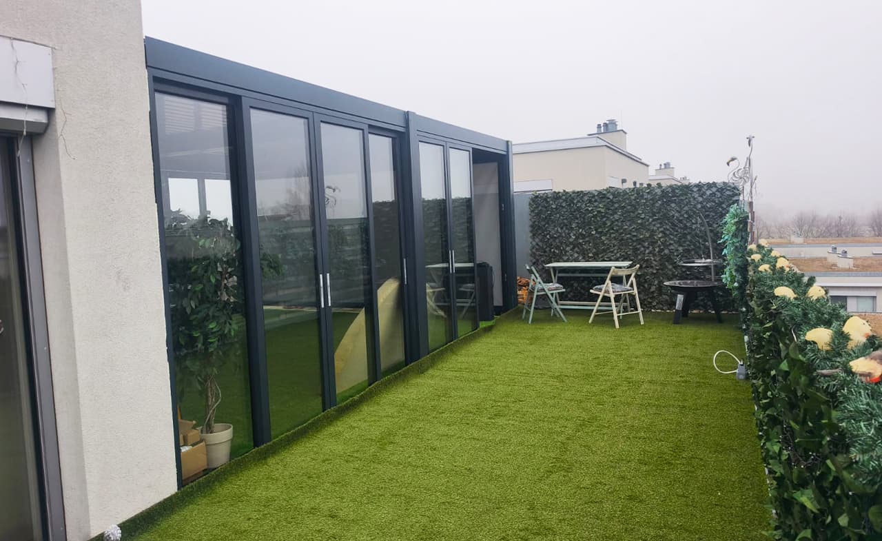 Pergola House with Frame Glass Door project reference image